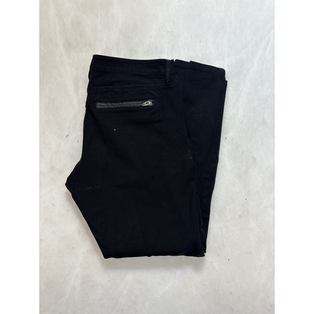Banana Republic Black Sloan Fit Moto Pants Womens Size 6 Zipper Accents‎